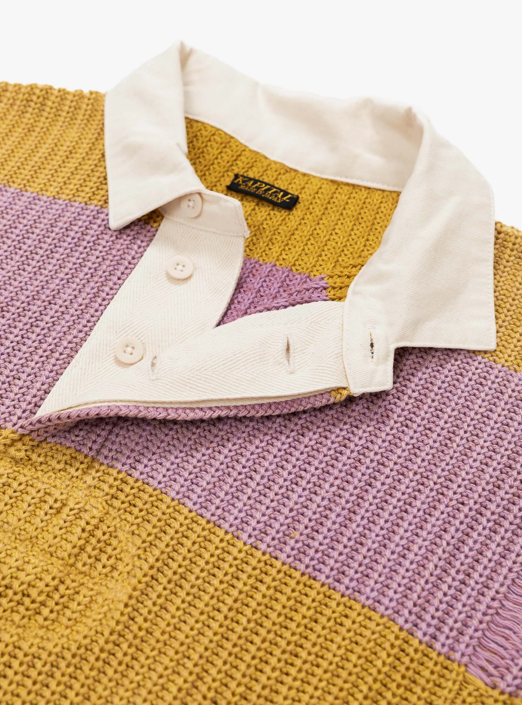 5G Cotton Knit Rugger Shirt Yellow and Pink