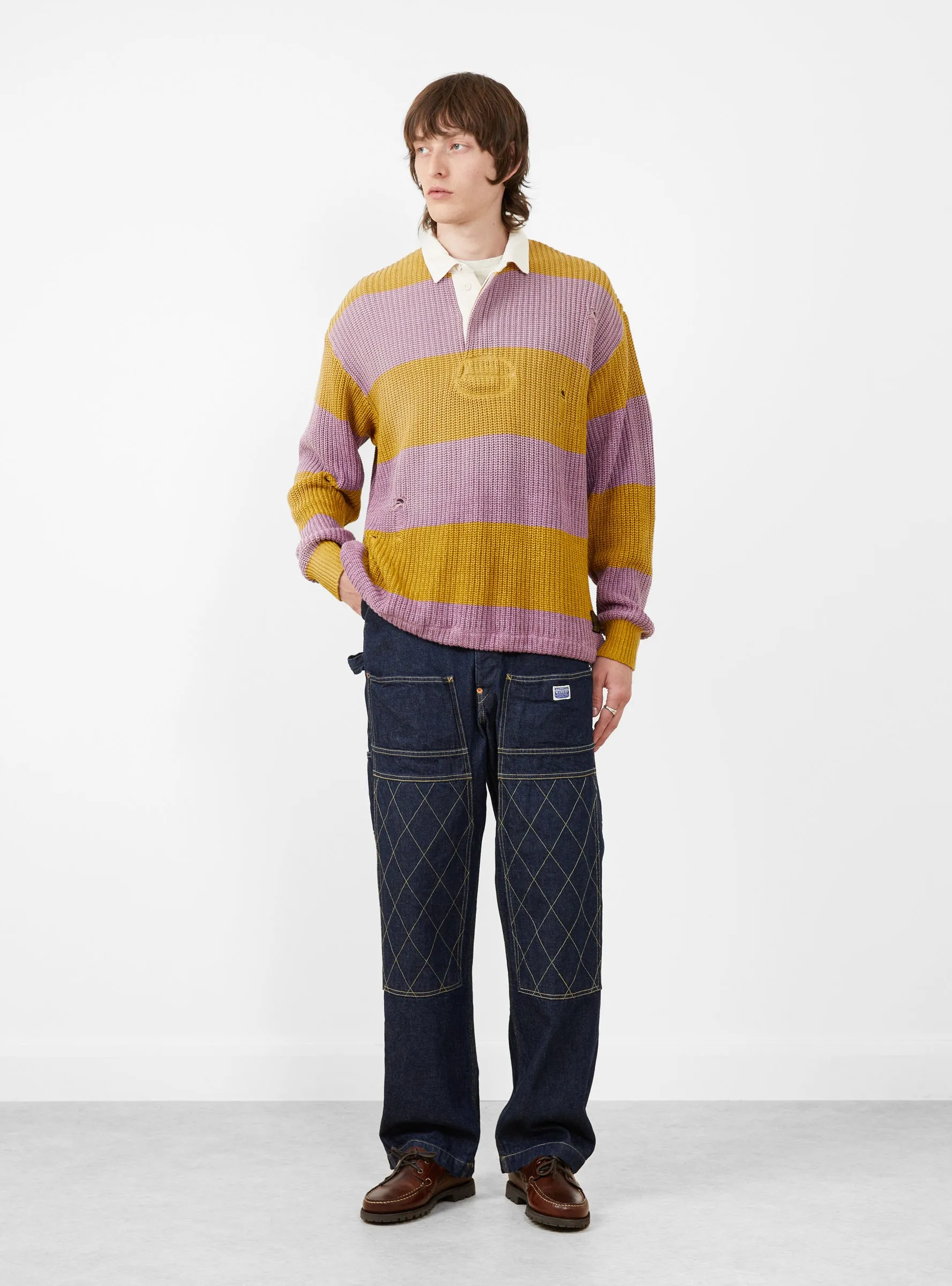 5G Cotton Knit Rugger Shirt Yellow and Pink
