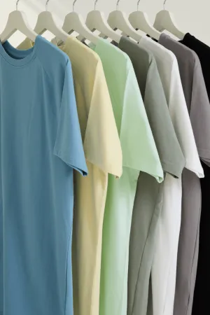 7 Pack Athletic Fit Crew Neck T-Shirt in Black/ Grey/ White/ Sage/ Mint/ Lemon/ Blue