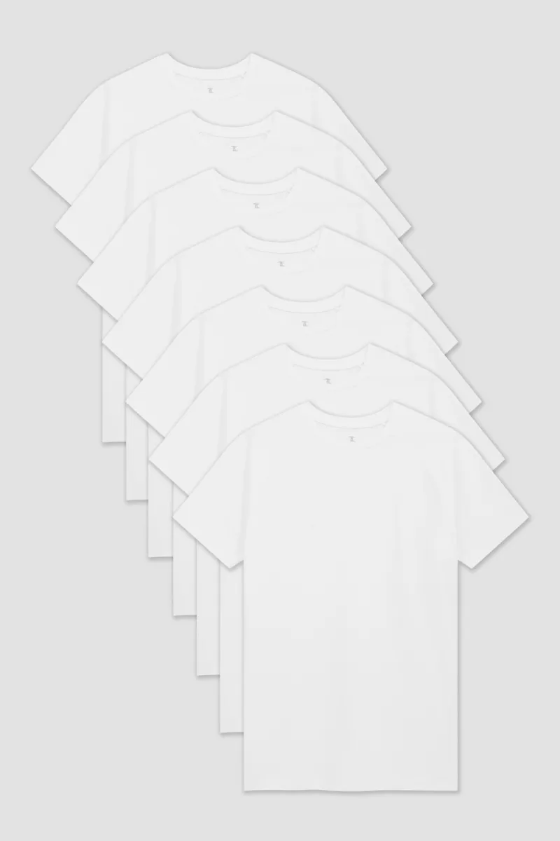 7 Pack Athletic Fit Crew Neck T-Shirt in White