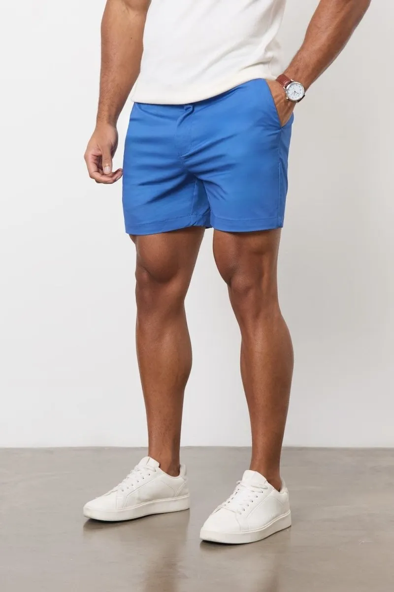 Athletic Fit Chino Shorts 5'' in Mid Blue