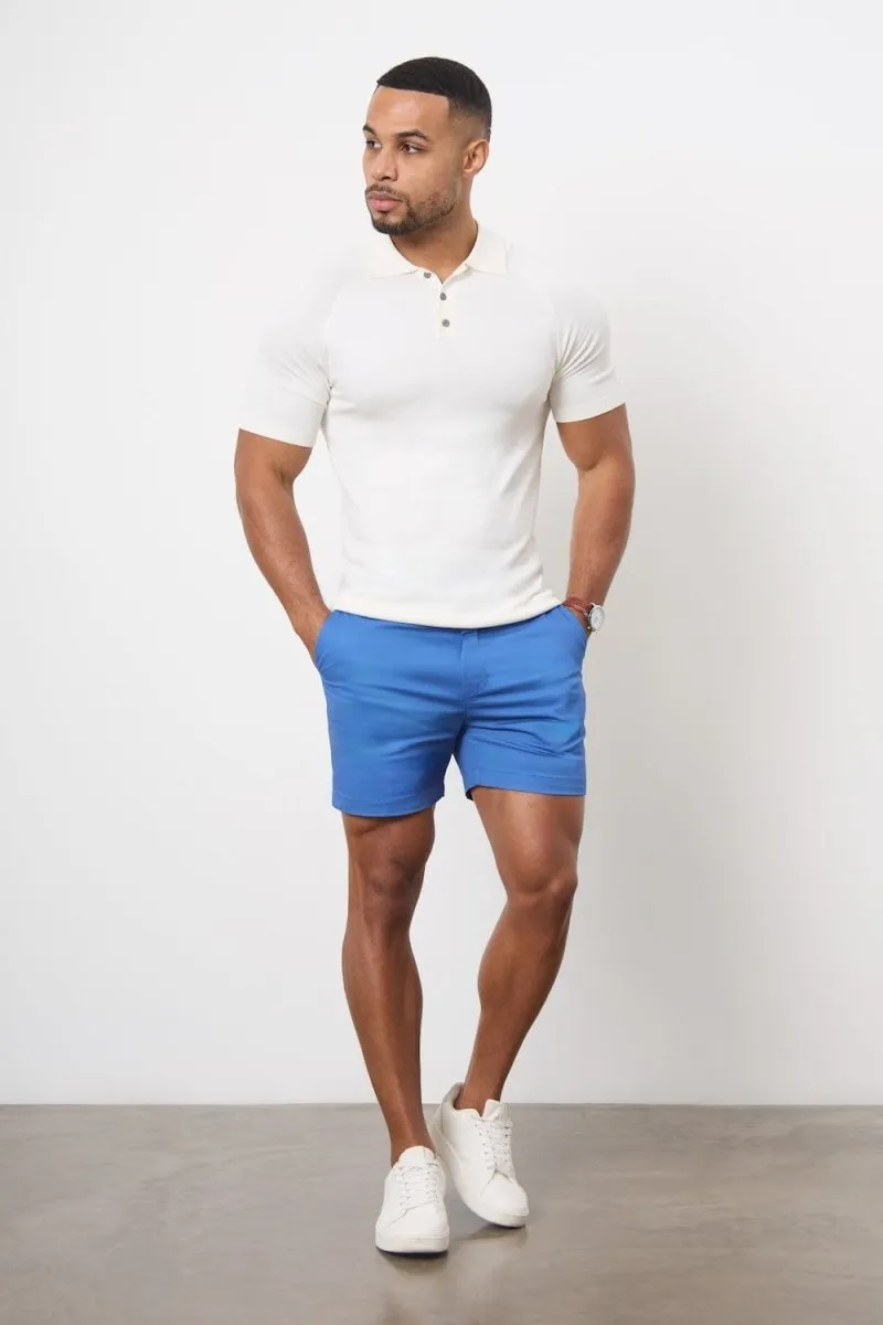 Athletic Fit Chino Shorts 5'' in Mid Blue