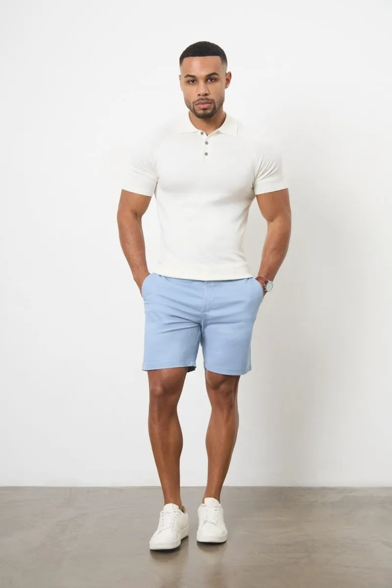 Athletic Fit Chino Shorts 7" in Light Blue