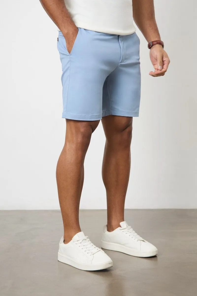 Athletic Fit Chino Shorts 7" in Light Blue