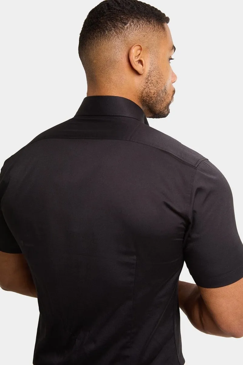 Athletic Fit Short Sleeve Signature Shirt in Black