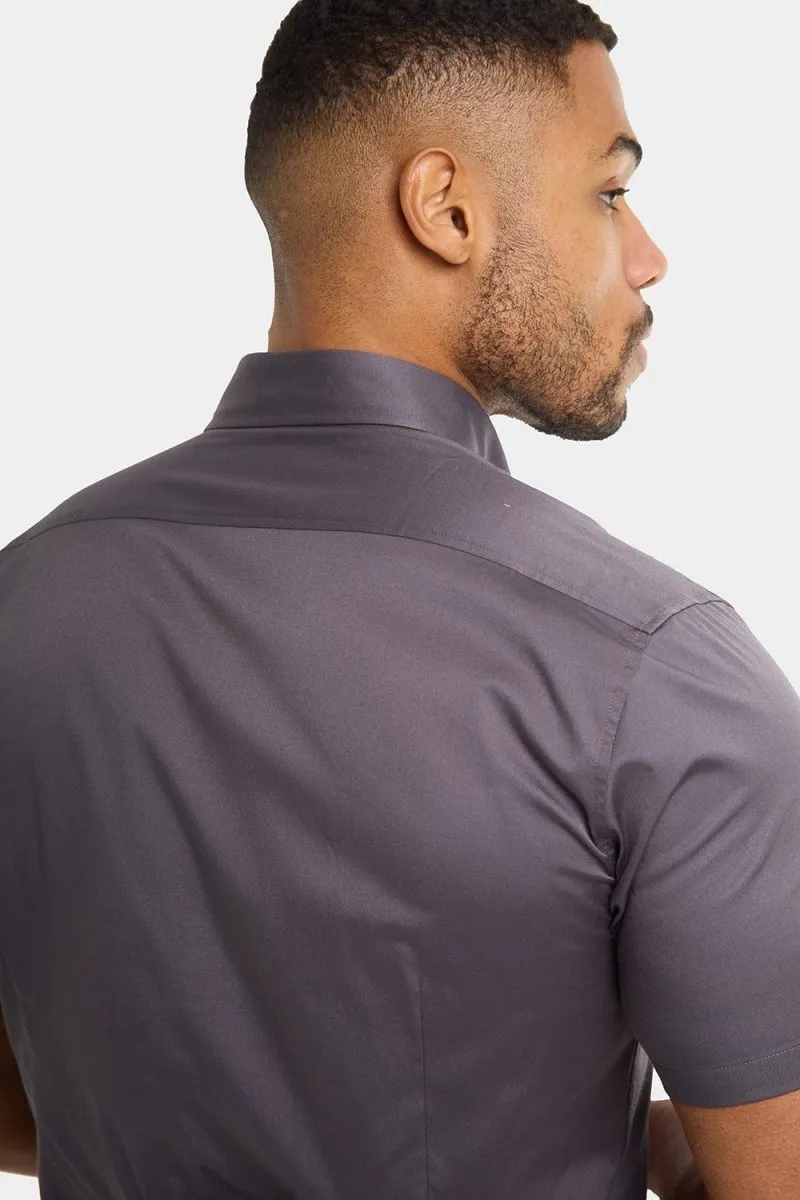 Athletic Fit Short Sleeve Signature Shirt in Grey