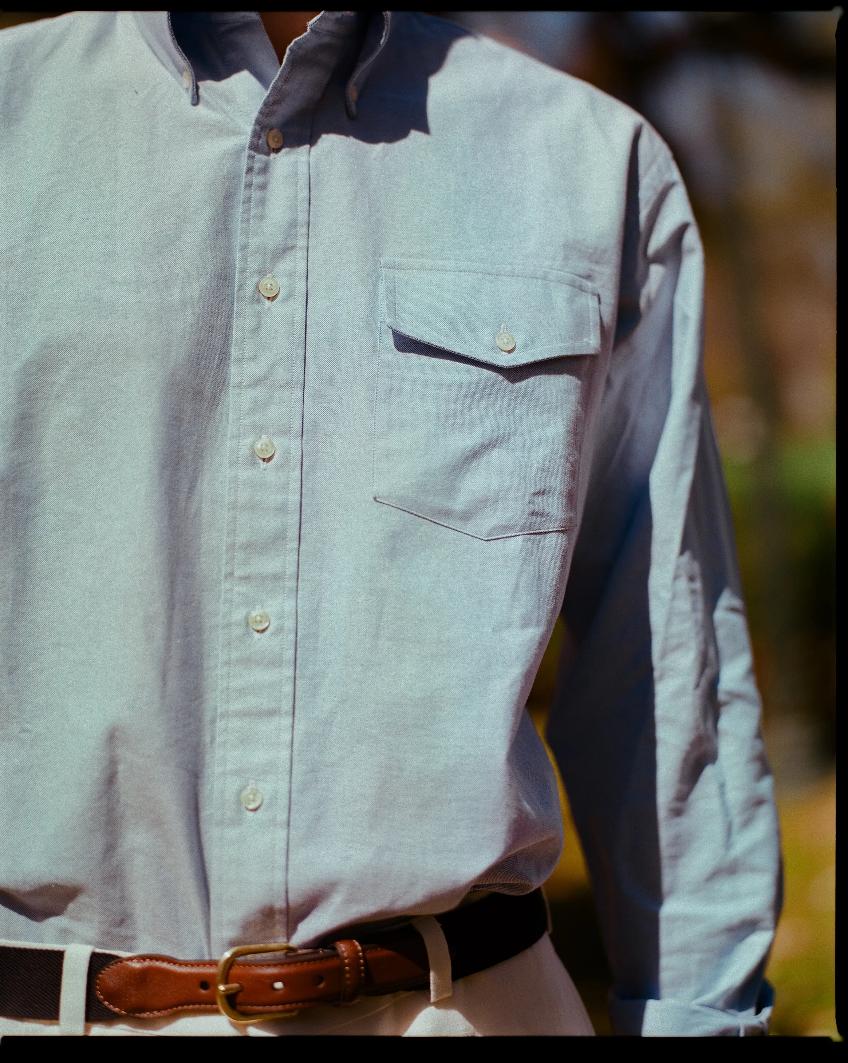 BLUE OXFORD BUTTON DOWN SHIRT -  FLAP POCKET