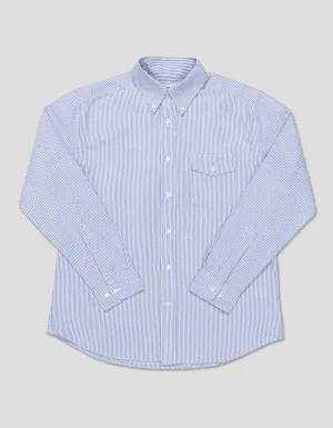 BLUE STRIPE ENZYME-WASH OXFORD SHIRT - FLAP POCKET