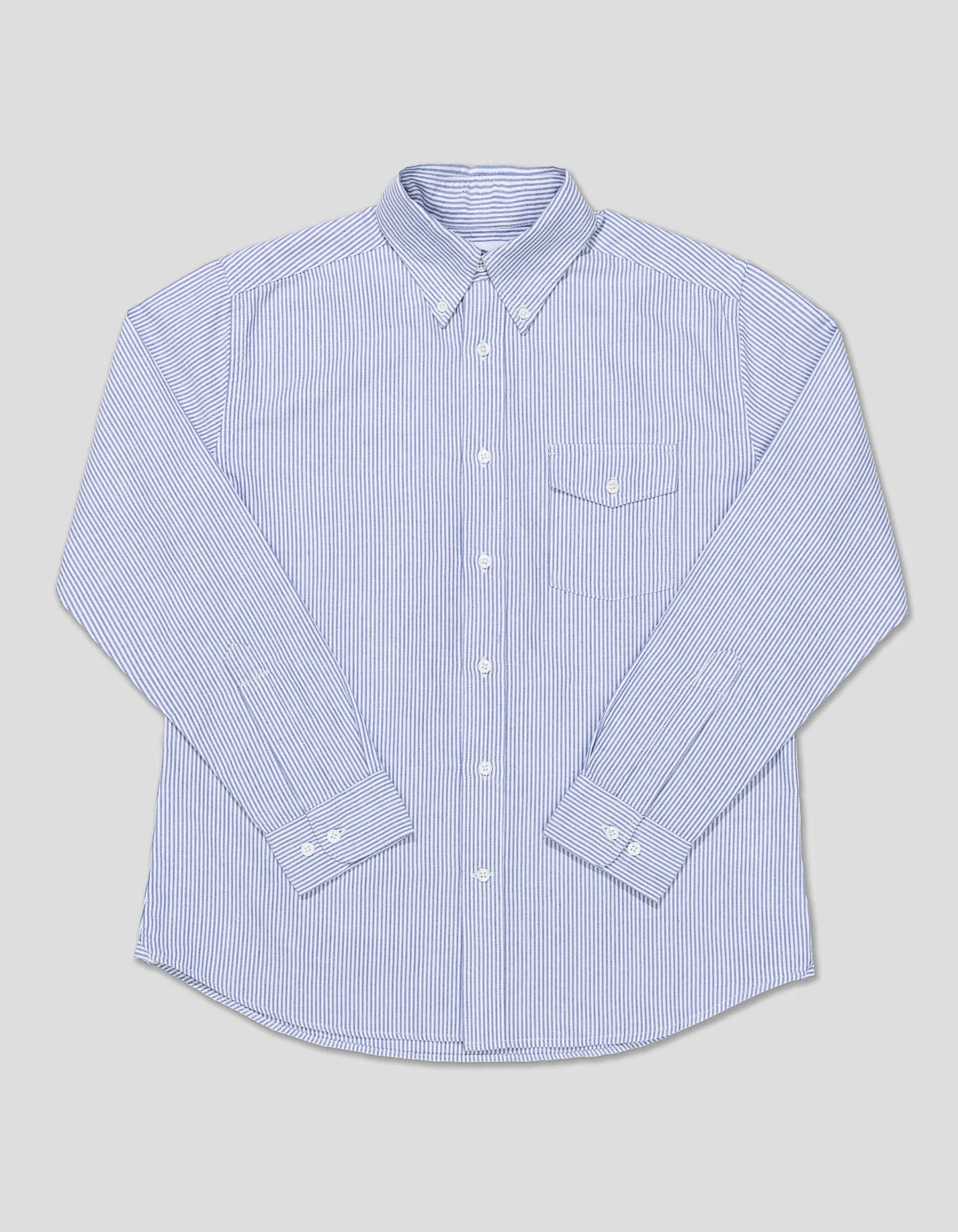 BLUE STRIPE ENZYME-WASH OXFORD SHIRT - FLAP POCKET