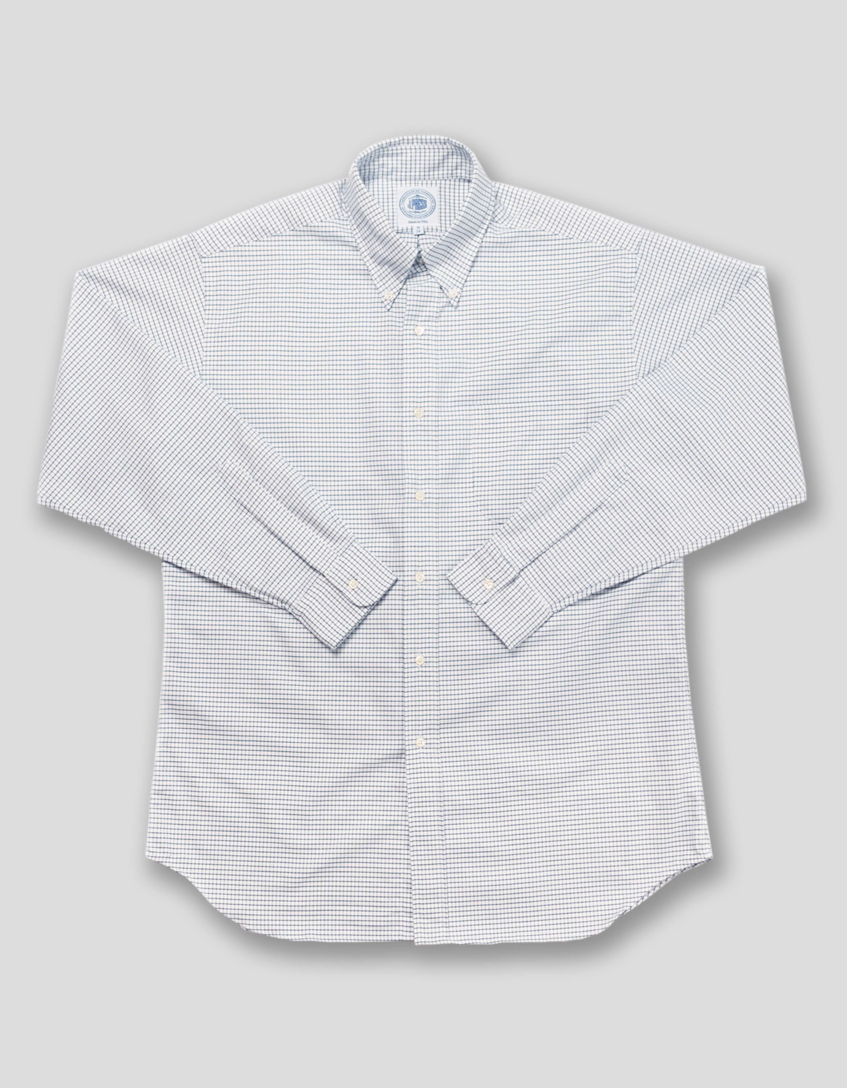 BLUE TATTERSALL OXFORD DRESS SHIRT
