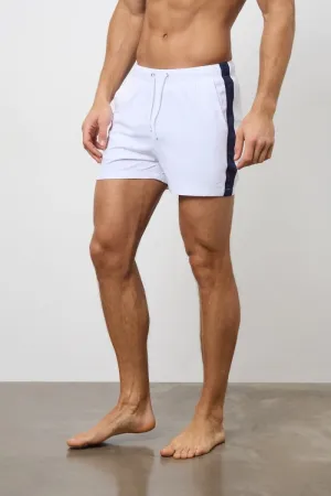 Bold Side Stripe Swim Short in White