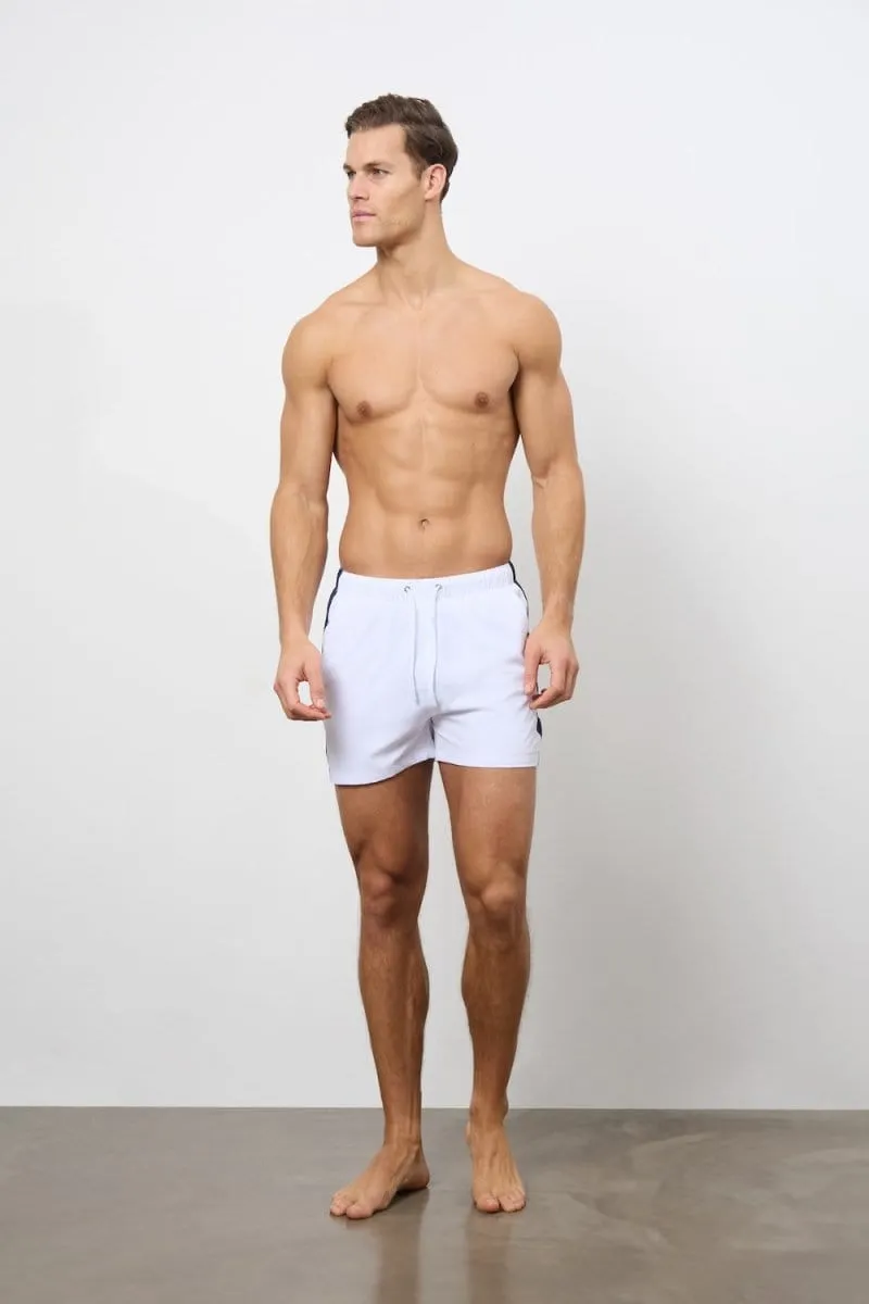 Bold Side Stripe Swim Short in White