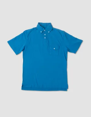 BRIGHT BLUE BUTTON DOWN COLLAR POLO SHIRT