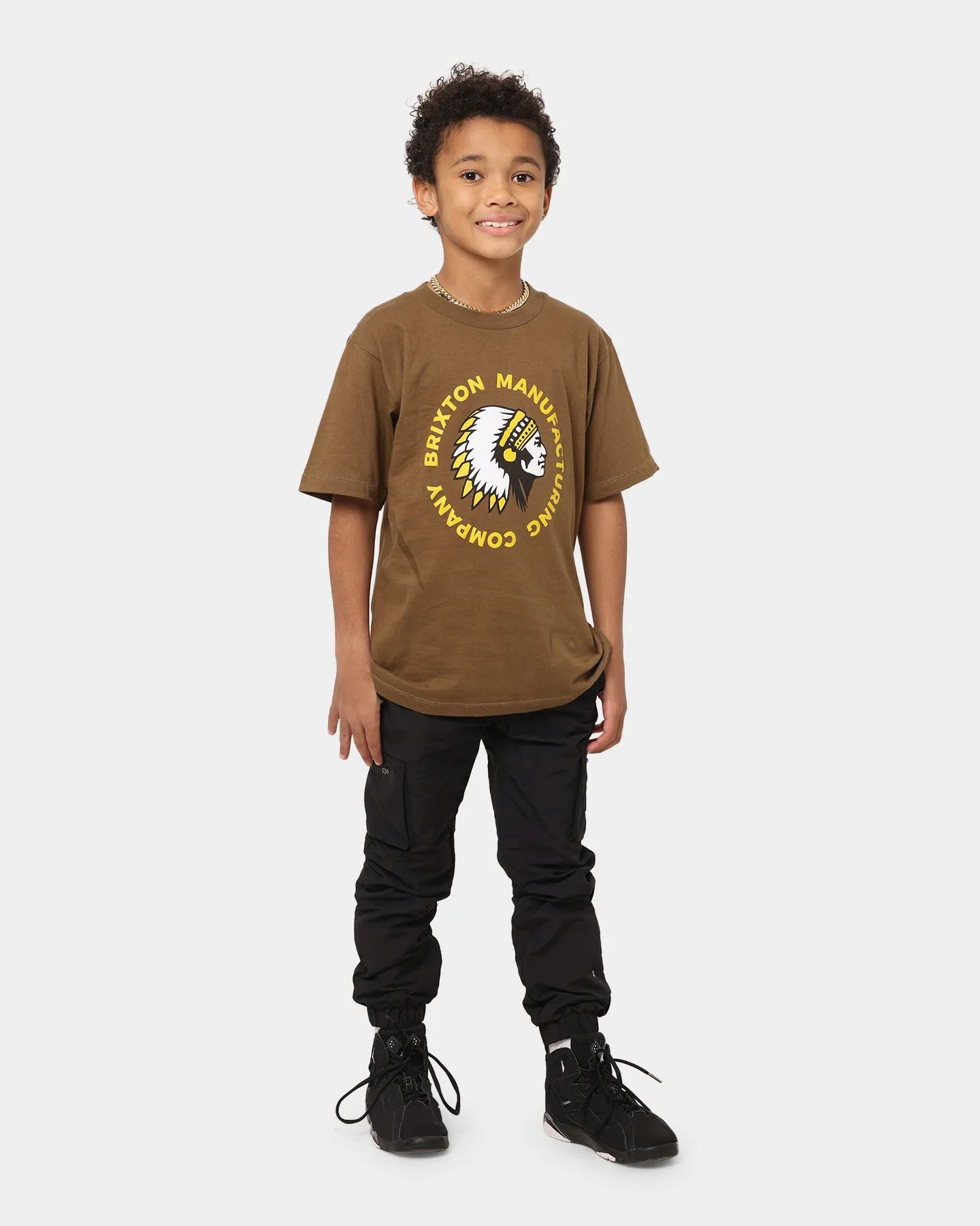Brixton Kid's Rival Stamp Short Sleeve T-Shirt Coffee