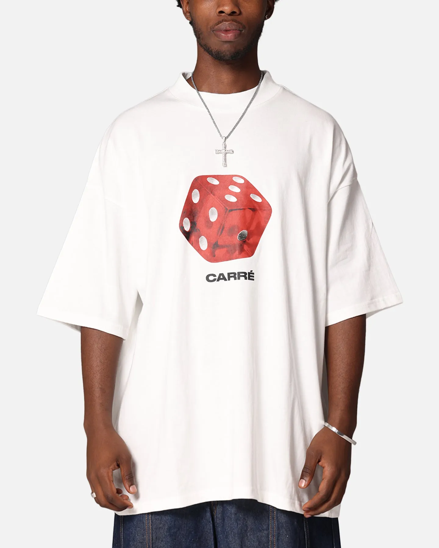 Carre Die Mock Neck T-Shirt Off White