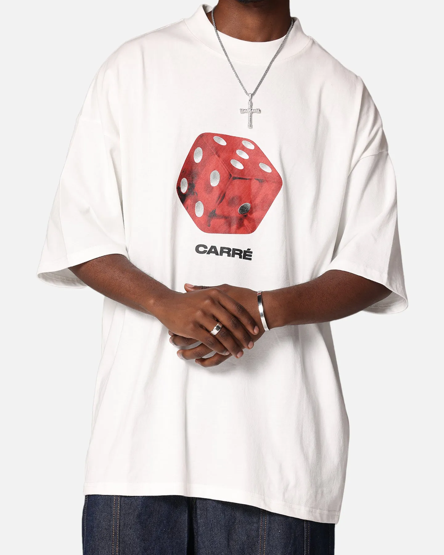 Carre Die Mock Neck T-Shirt Off White