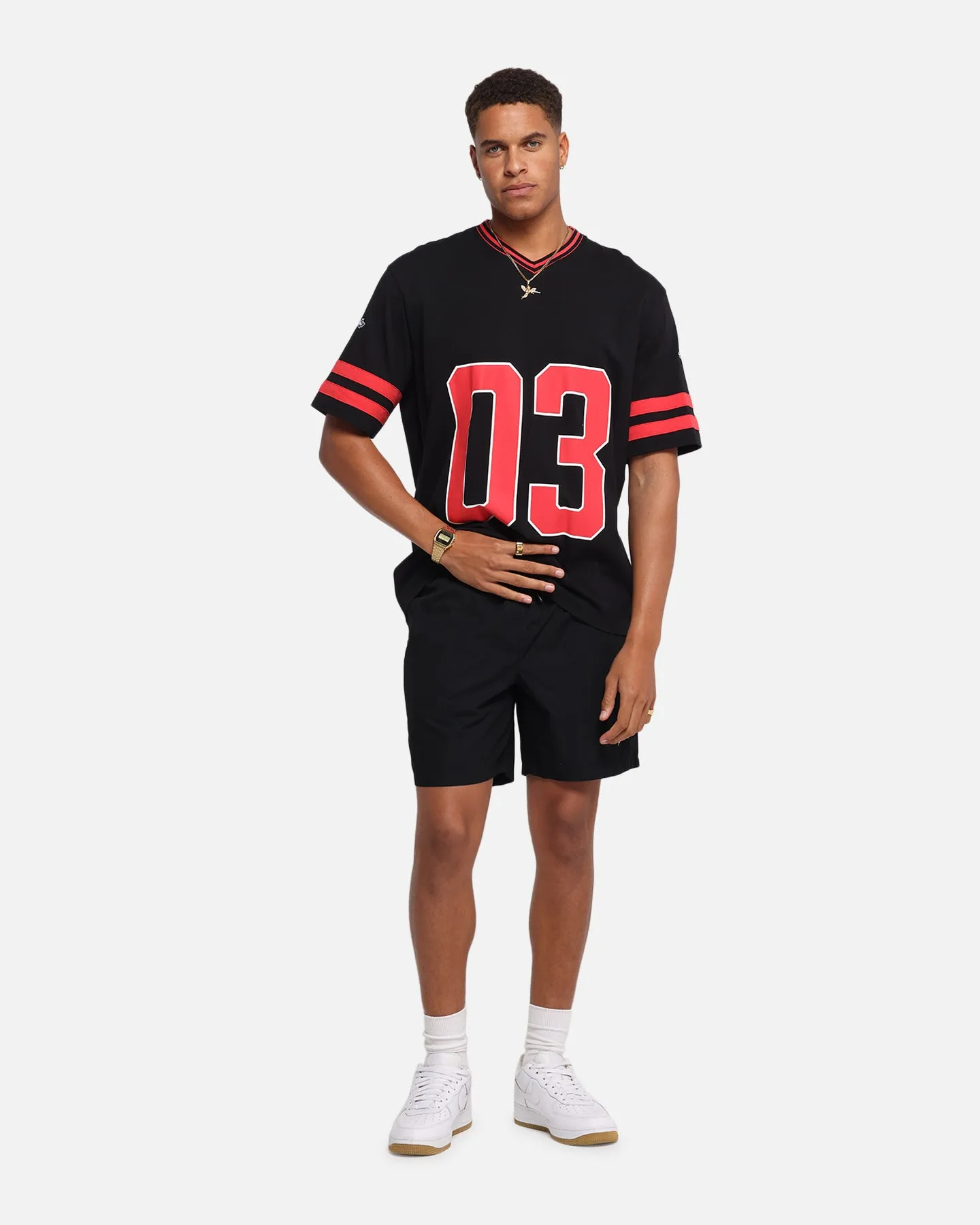 Carre Rose Football T-Shirt Black/Red