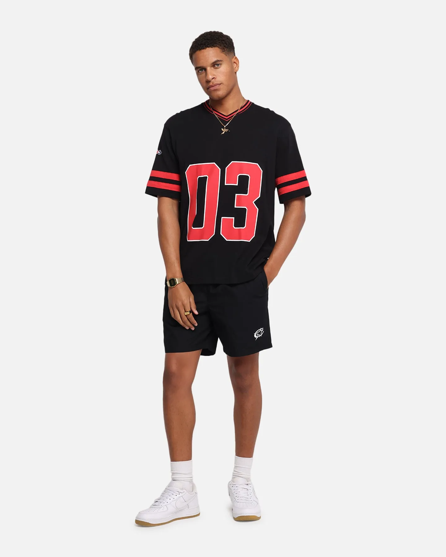 Carre Rose Football T-Shirt Black/Red