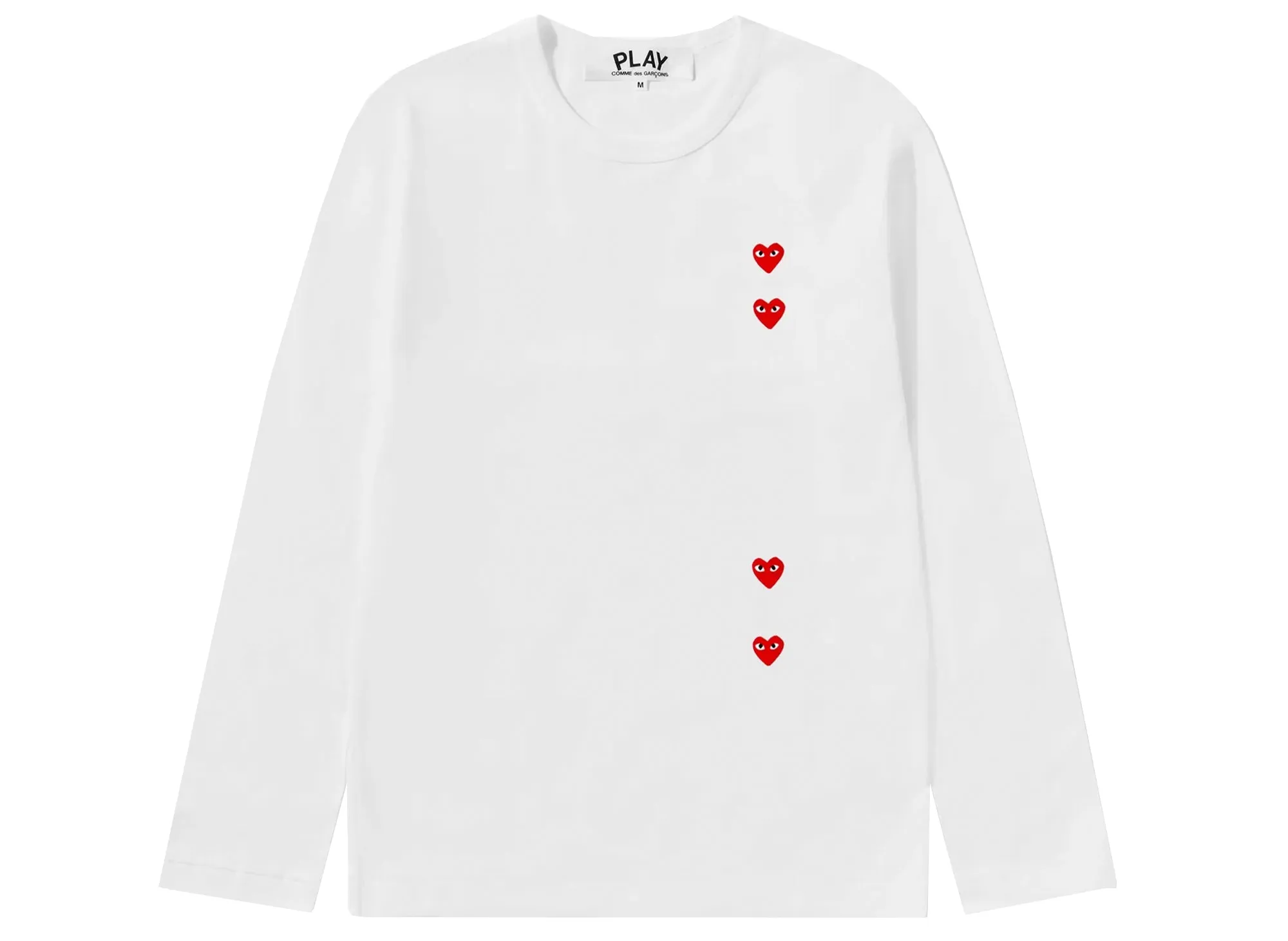 Comme des Garçons Play Multi Heart Long Sleeve T-Shirt in White xld