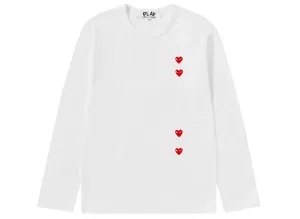 Comme des Garçons Play Multi Heart Long Sleeve T-Shirt in White xld