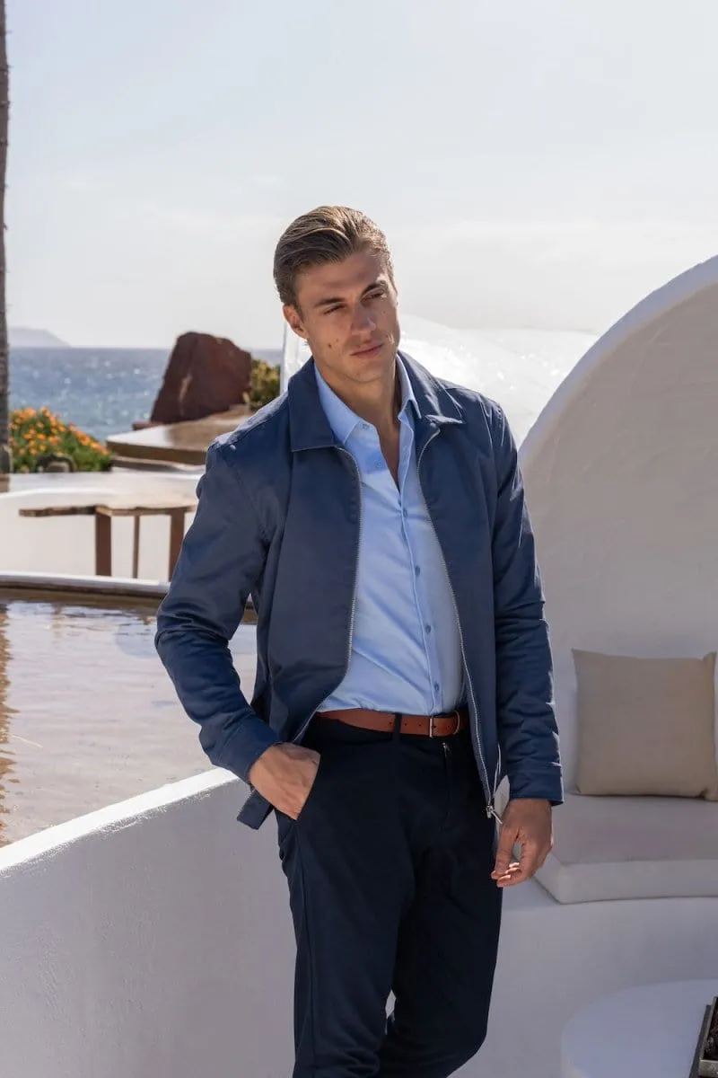 Cotton Blend Harrington in Airforce