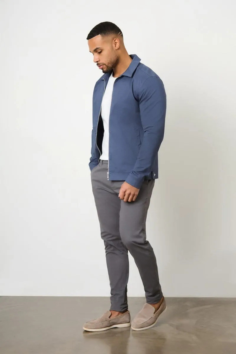 Cotton Blend Harrington in Airforce