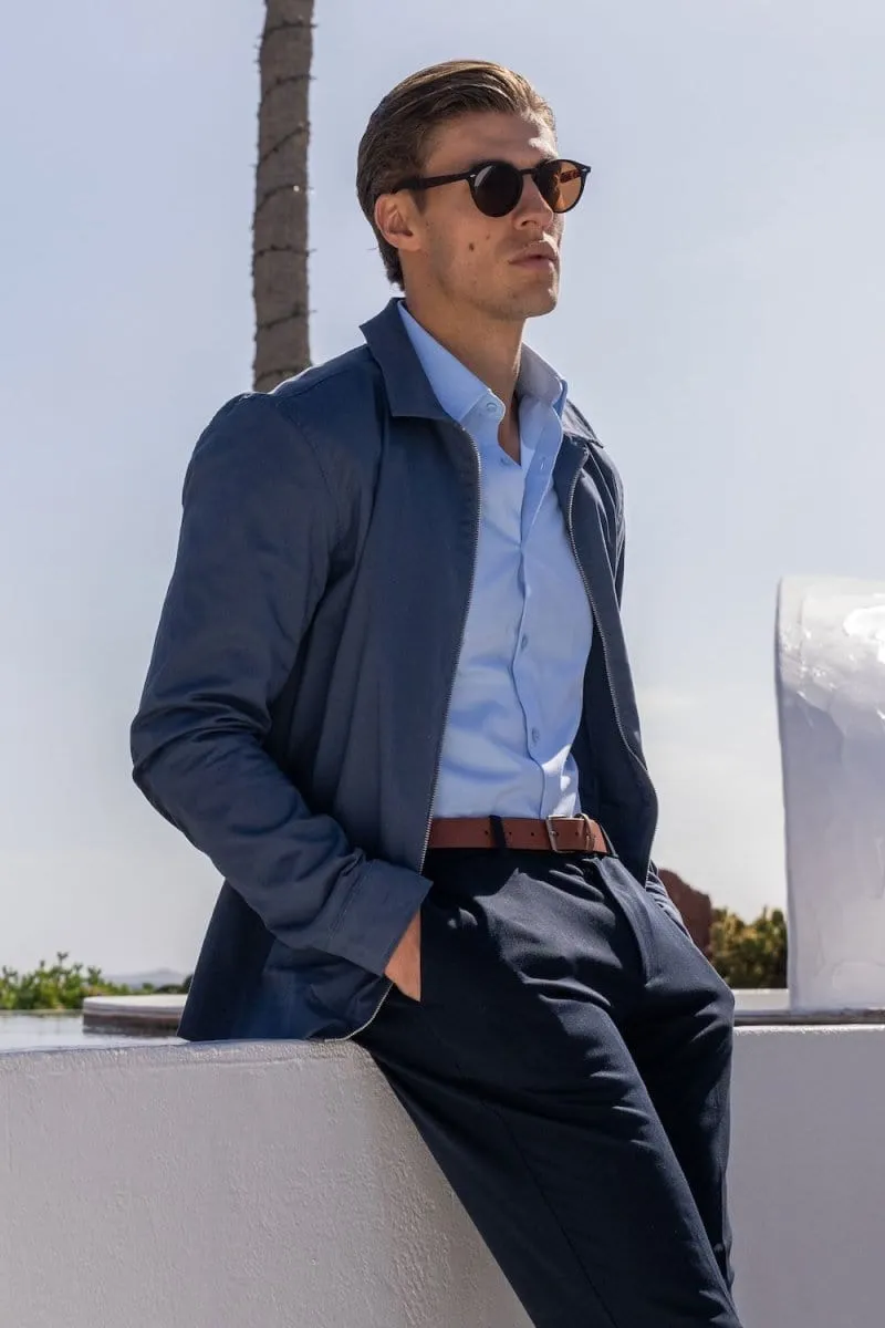 Cotton Blend Harrington in Airforce