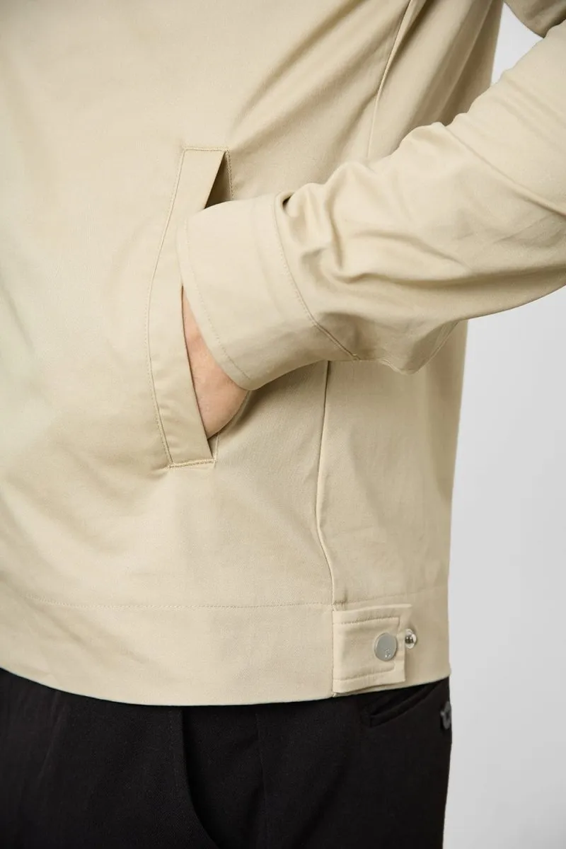 Cotton Blend Harrington in Stone