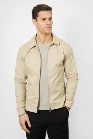Cotton Blend Harrington in Stone