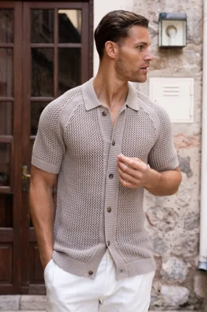 Crochet Knitted Shirt in Neutral