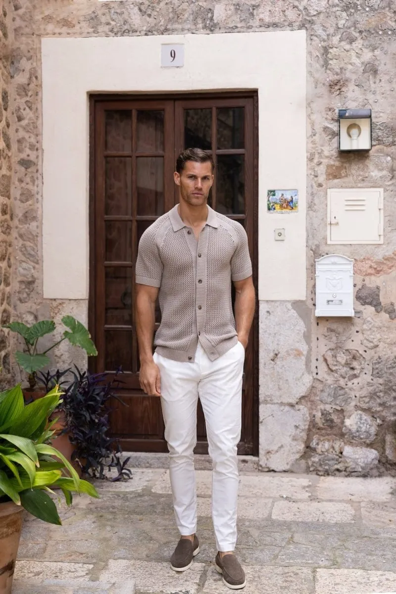Crochet Knitted Shirt in Neutral