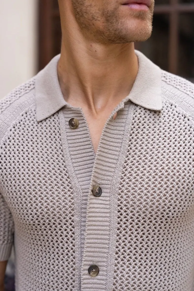Crochet Knitted Shirt in Neutral