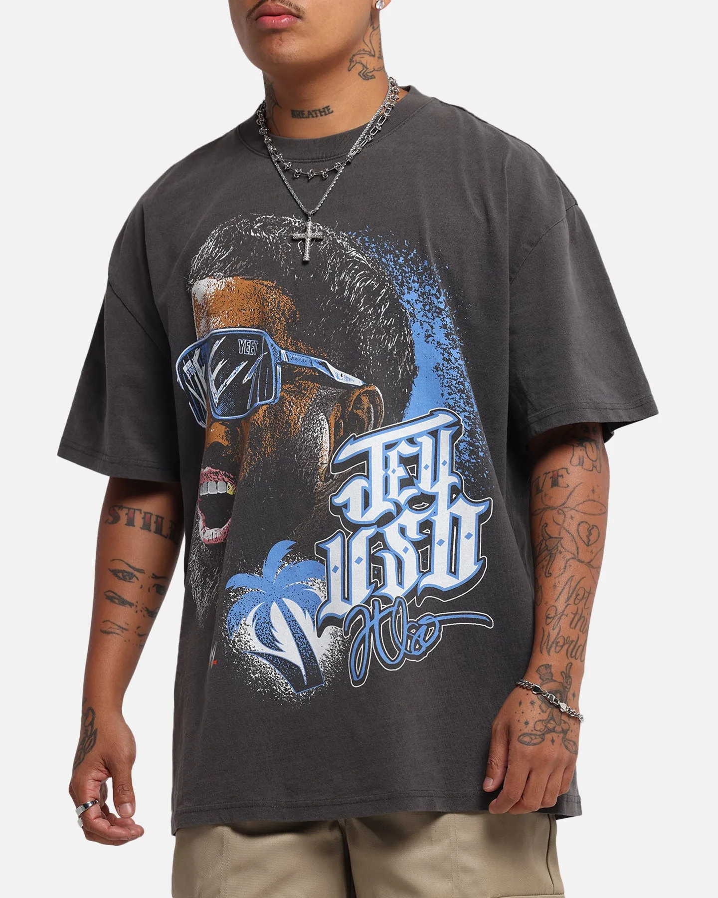Culture Kings X WWE Jey Uso Wrestlemania XLI Heavy T-Shirt Black Wash