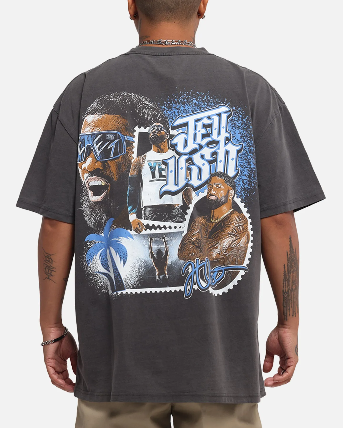Culture Kings X WWE Jey Uso Wrestlemania XLI Heavy T-Shirt Black Wash