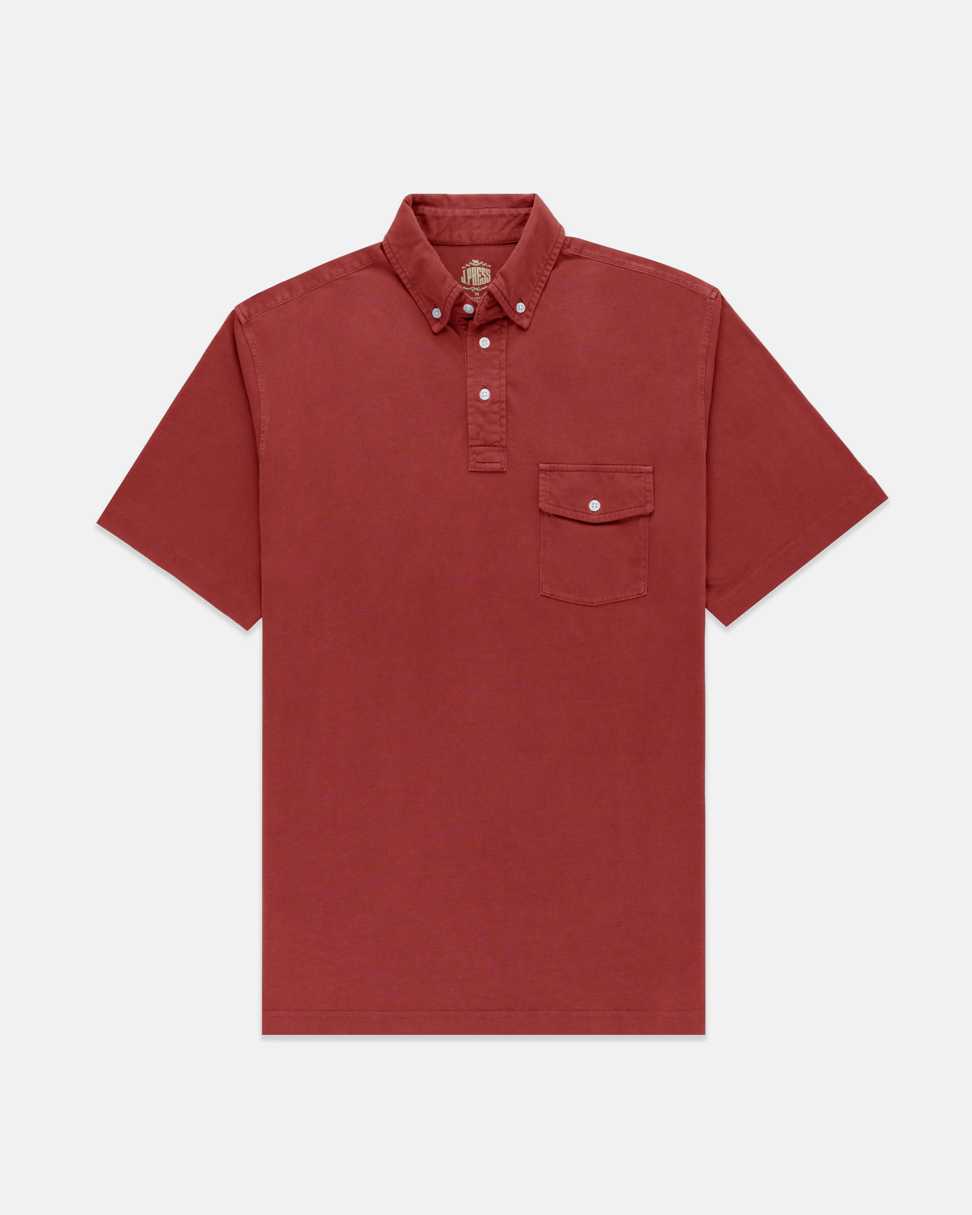 DARK RED BUTTON DOWN COLLAR POLO SHIRT