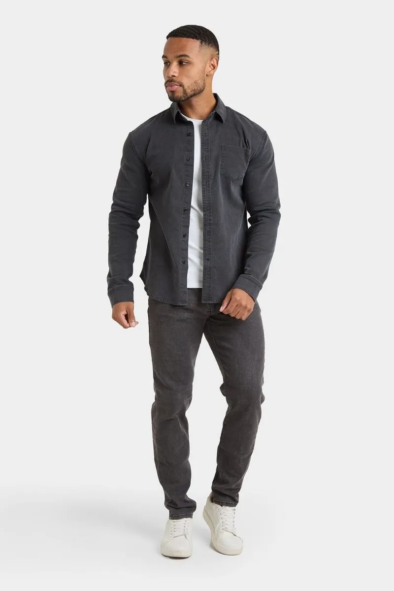 Denim Shirt in Dark Grey