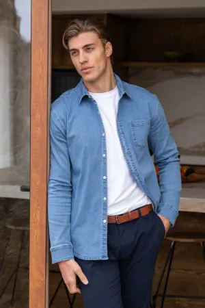 Denim Shirt in Pale Blue