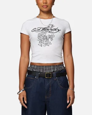 Ed Hardy Women's Dragon Baby T-Shirt Grey Marle