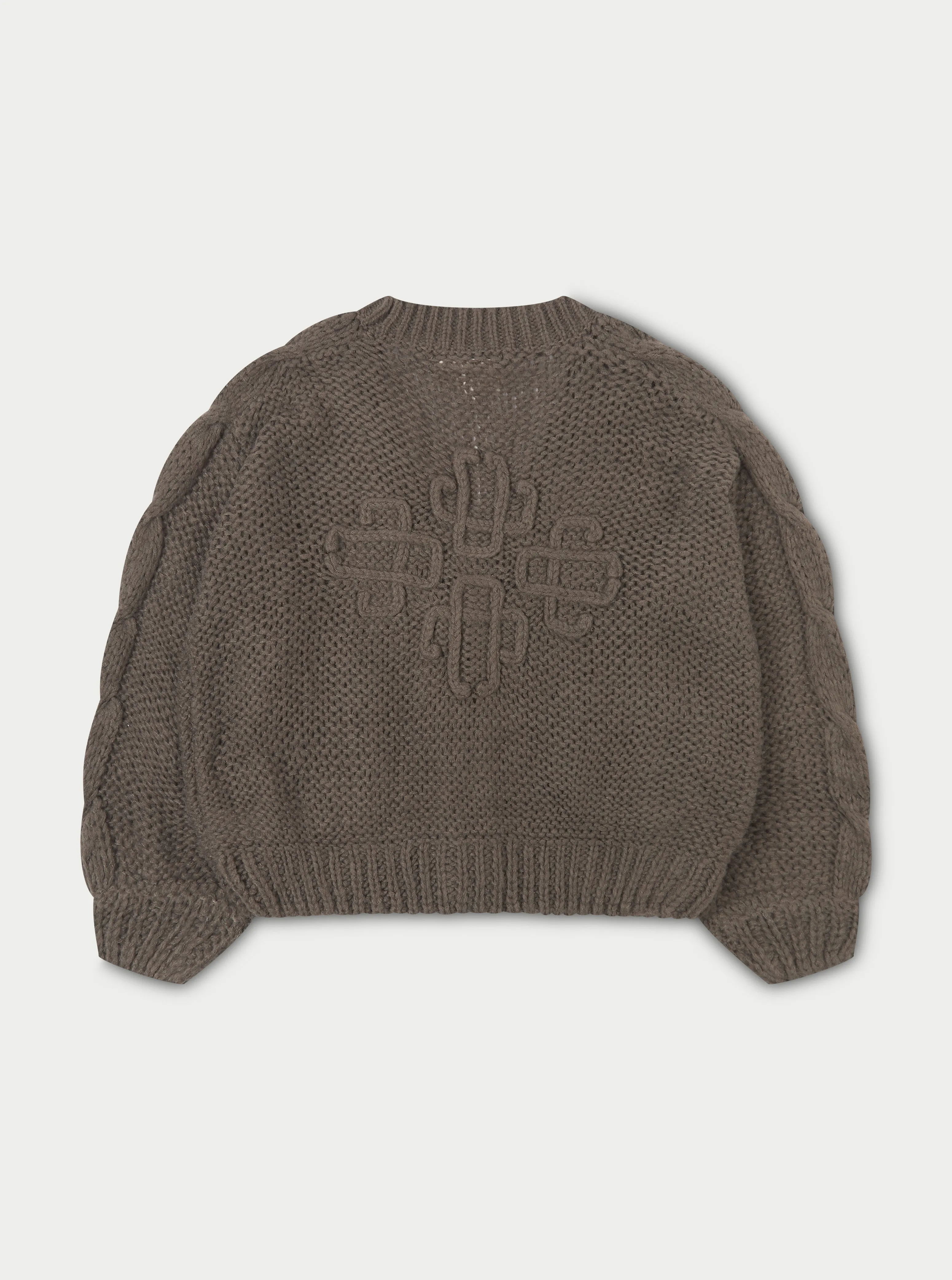 EMBLEM OVERSIZED KNIT CARDIGAN - COCOA