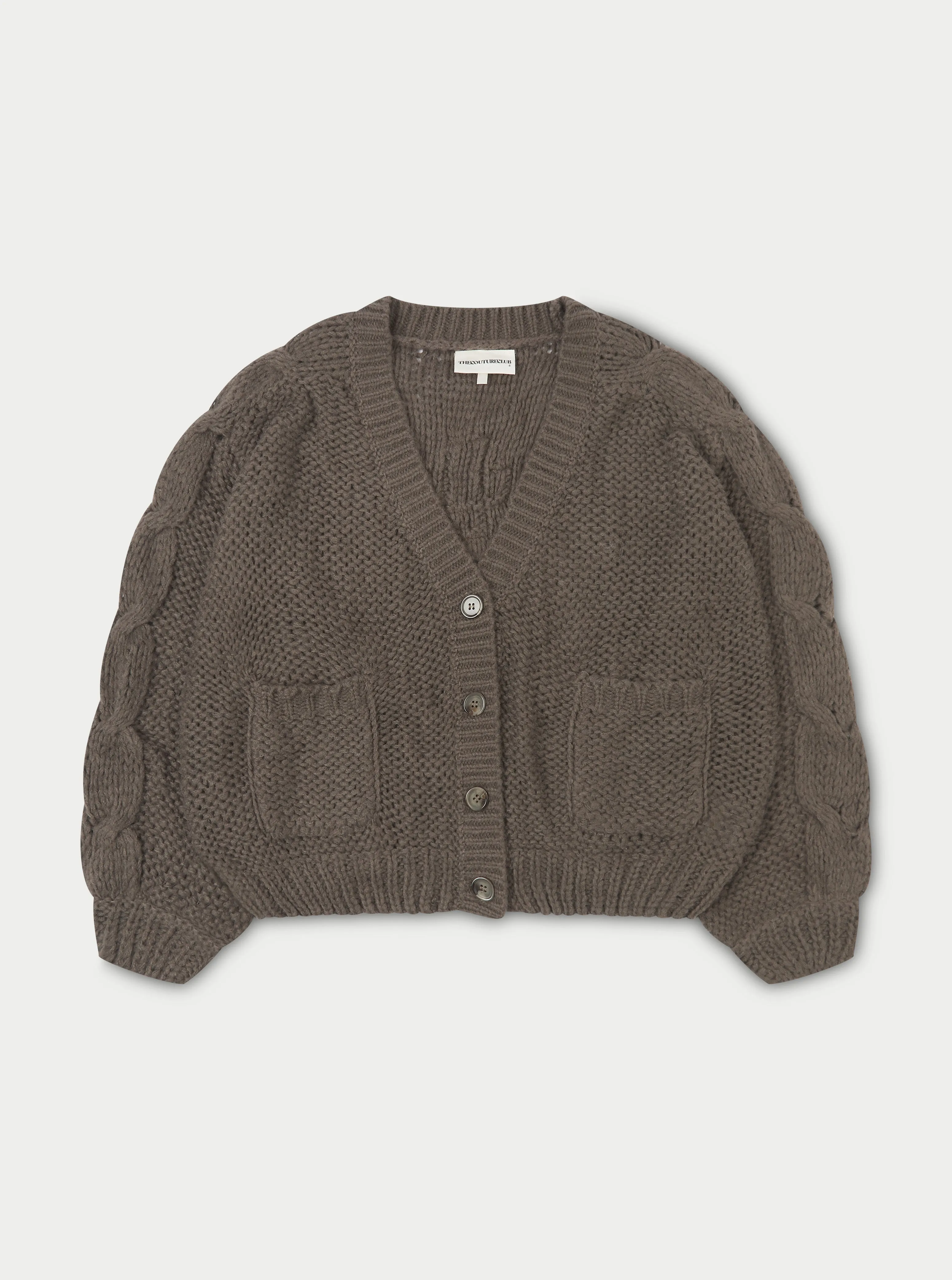 EMBLEM OVERSIZED KNIT CARDIGAN - COCOA