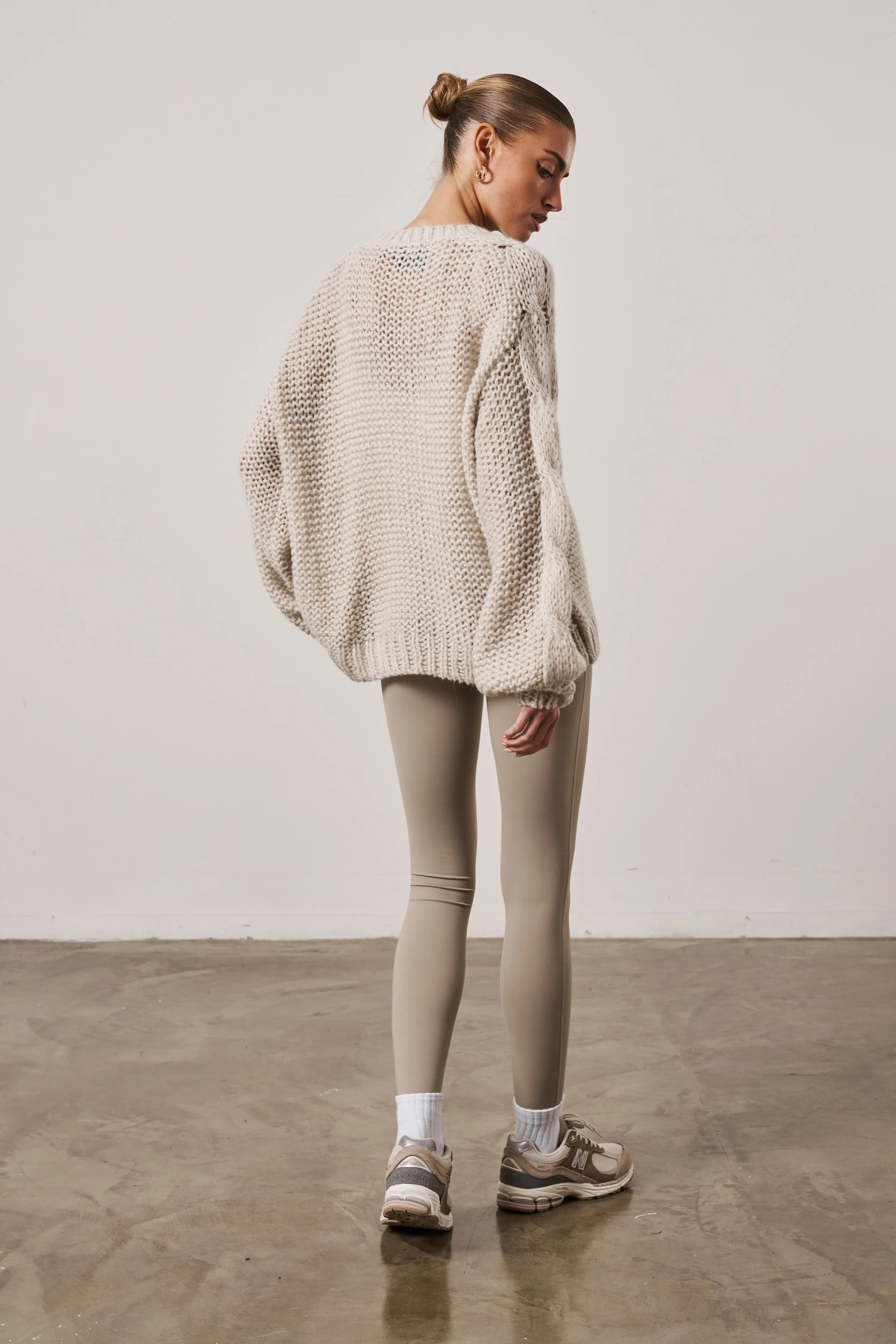 EMBLEM OVERSIZED KNIT JUMPER - STONE