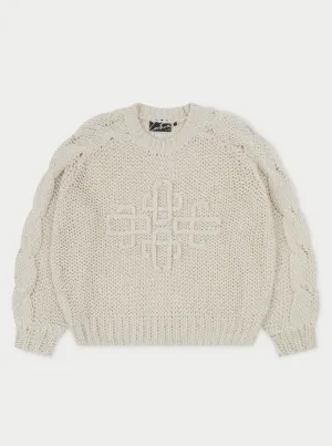 EMBLEM OVERSIZED KNIT JUMPER - STONE