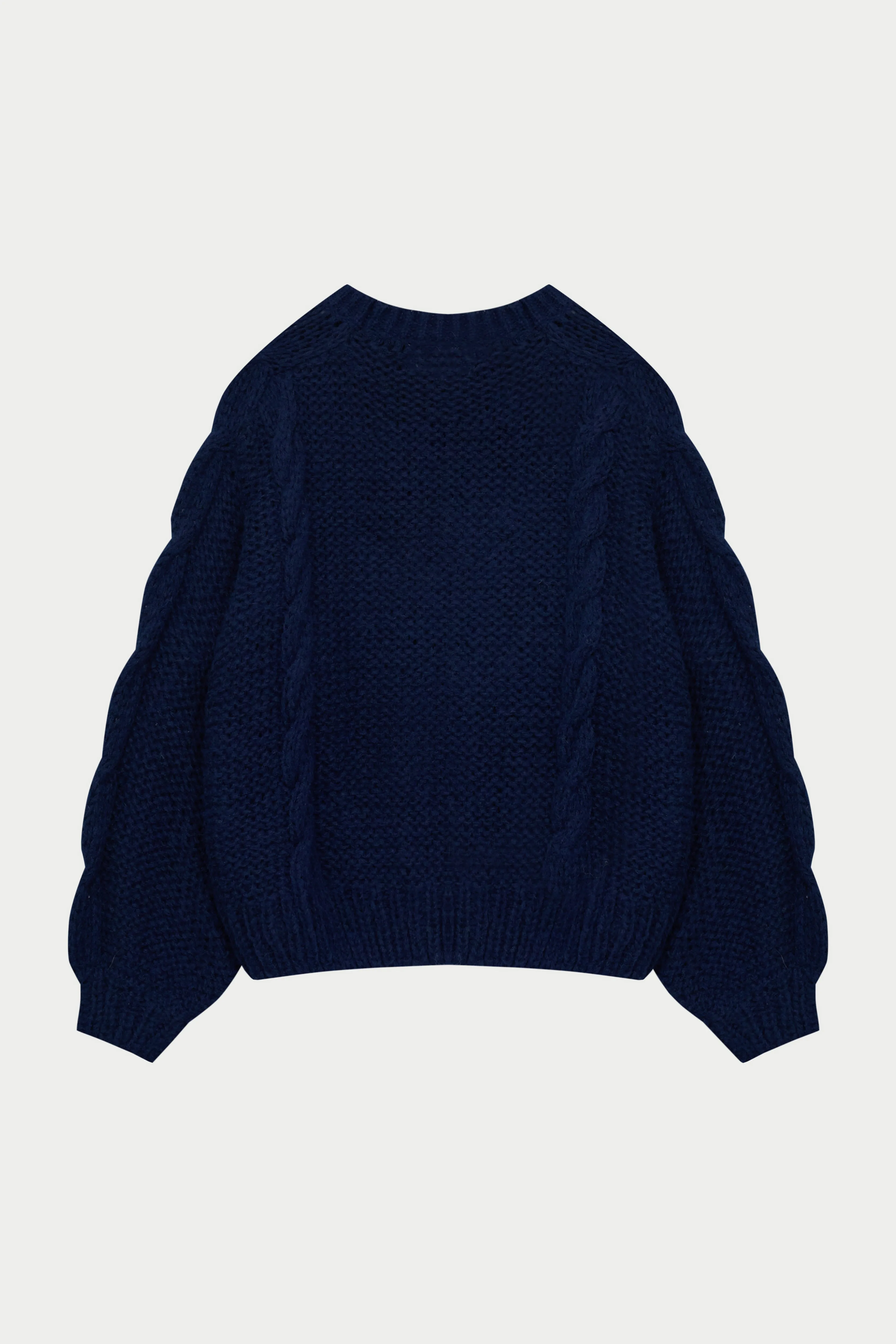 EMBLEM PLAITED OVERSIZED KNIT JUMPER - NAVY