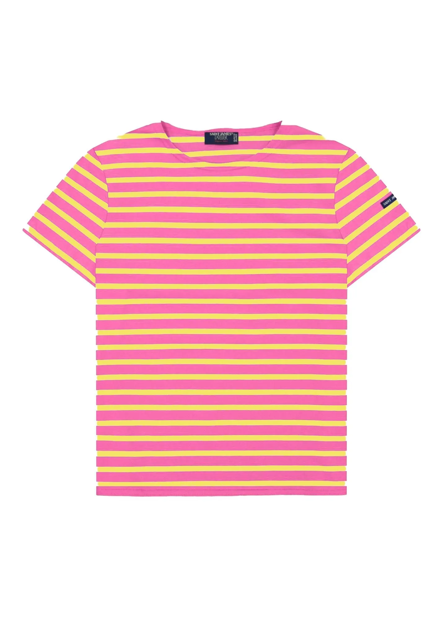 ETRILLE - Nautical Stripe Tee with Short Sleeves | Soft Cotton | Women Fit (HOT PINK / YELLOW)