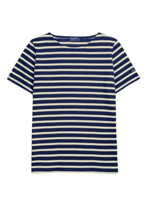 ETRILLE - Nautical Stripe Tee with Short Sleeves | Soft Cotton | Women Fit (NAVY / SOFT ALMOND)