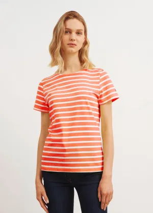 ETRILLE - Nautical Stripe Tee with Short Sleeves | Soft Cotton | Women Fit (ORANGE / WHITE)