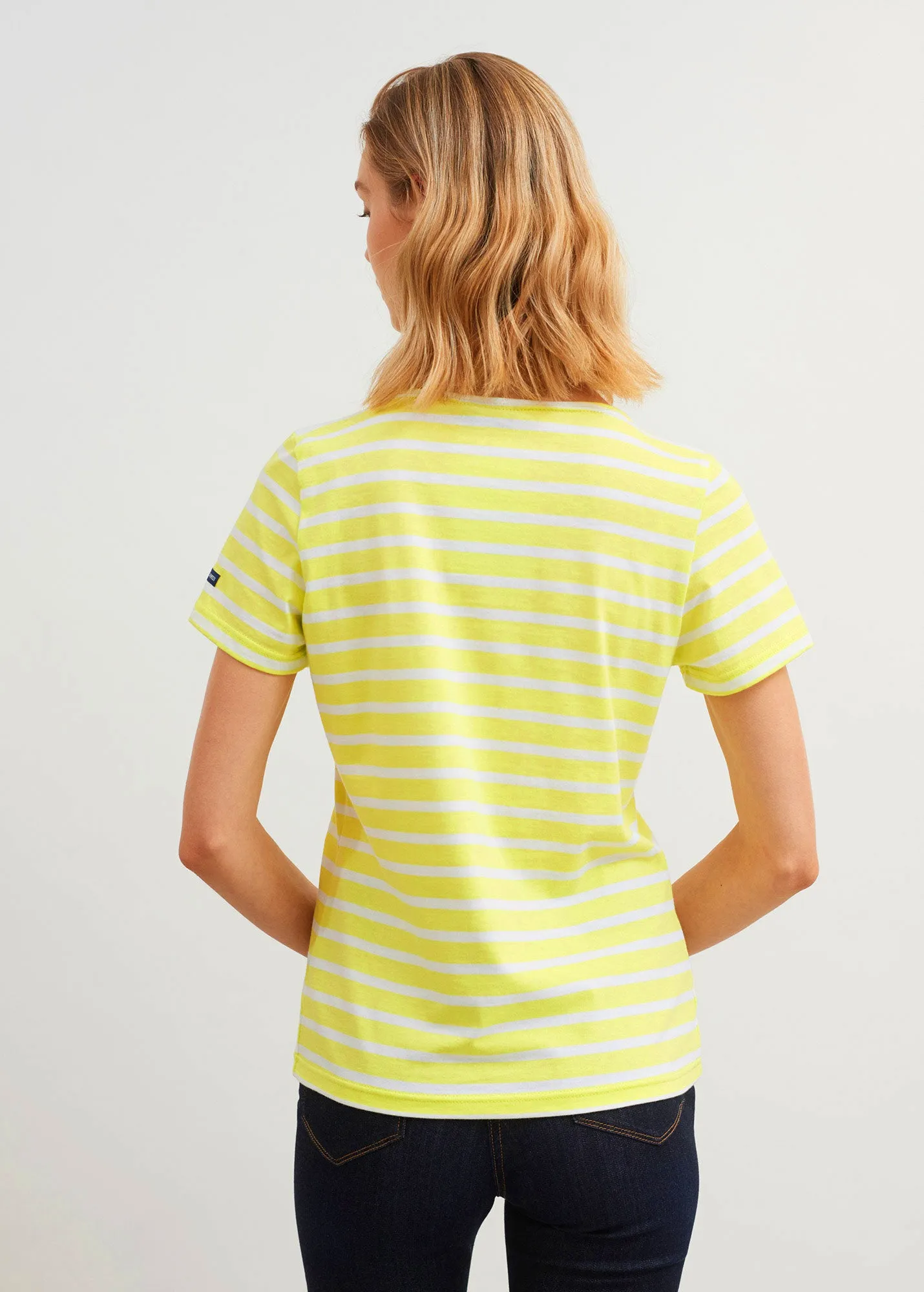 ETRILLE - Nautical Stripe Tee with Short Sleeves | Soft Cotton | Women Fit (YELLOW / WHITE)
