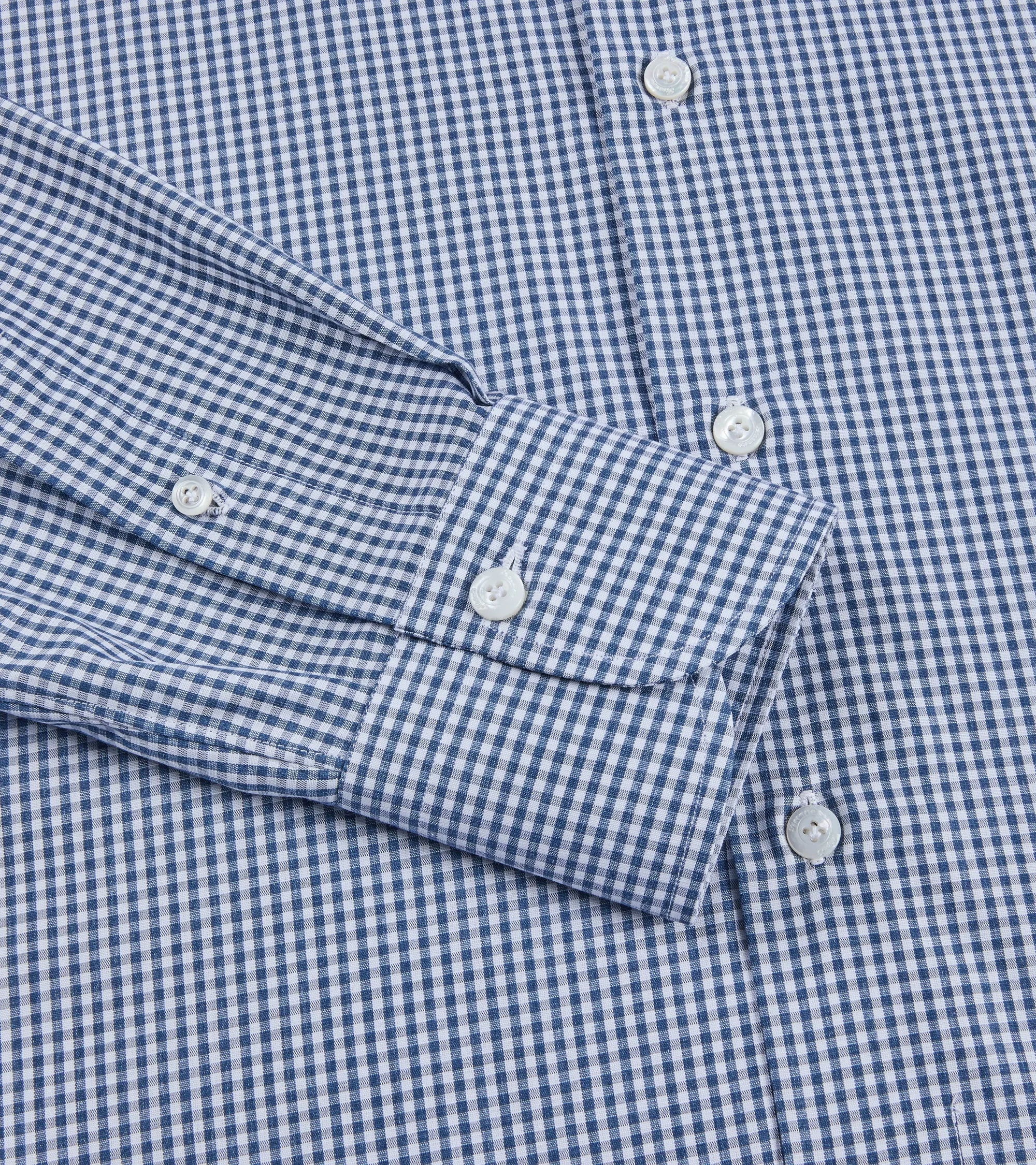 Finamore Napoli Carlo Riva Cotton Silk Check Leonardo Button Down Shirt: Blue