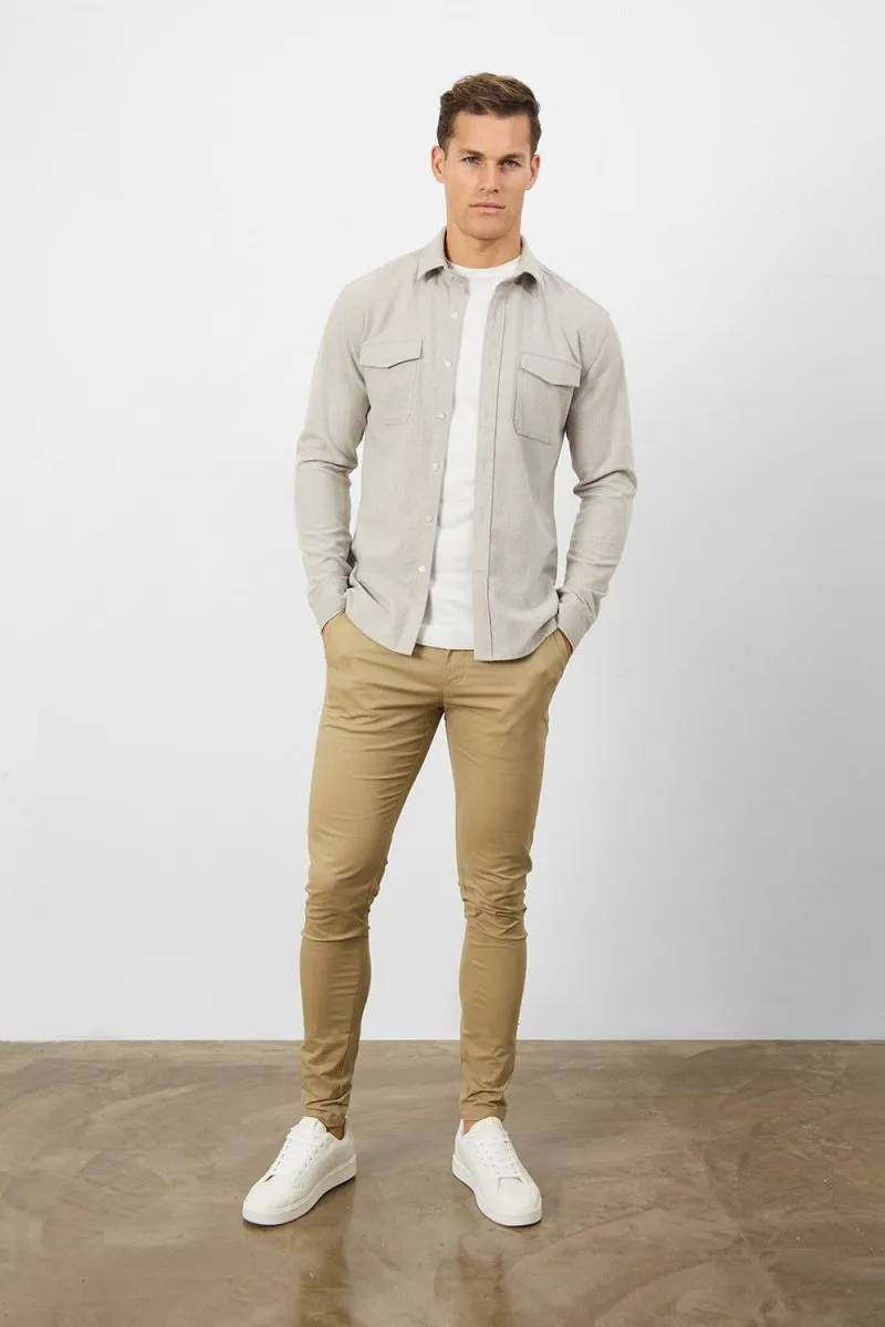 Flannel Overshirt in Sand