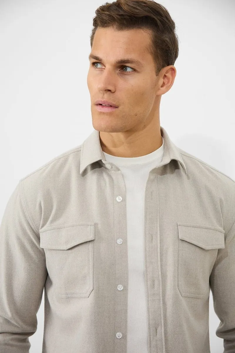 Flannel Overshirt in Sand